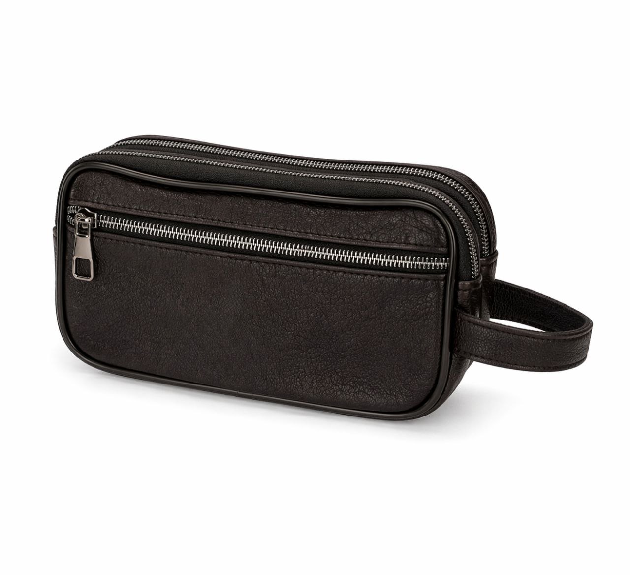 Black hand-held leather bag in black | Flamingo Fits