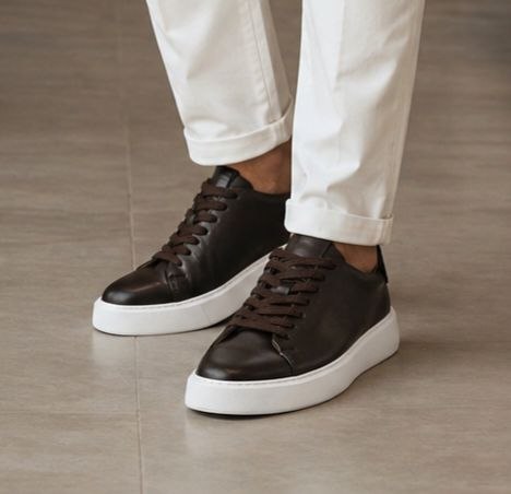 Brown heirloom leather sneakers in brown | Flamingo Fits