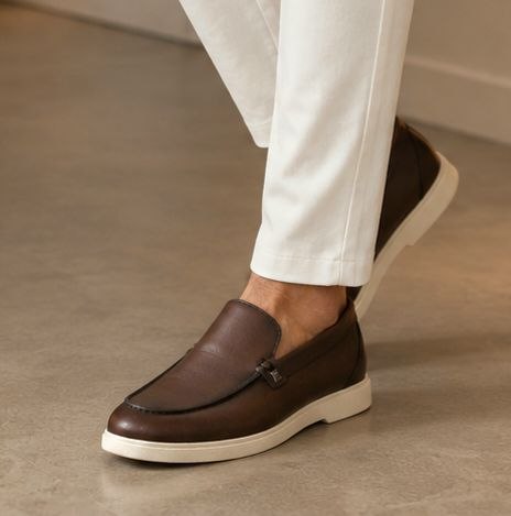 Brown velaro leather loafer in brown | Flamingo Fits