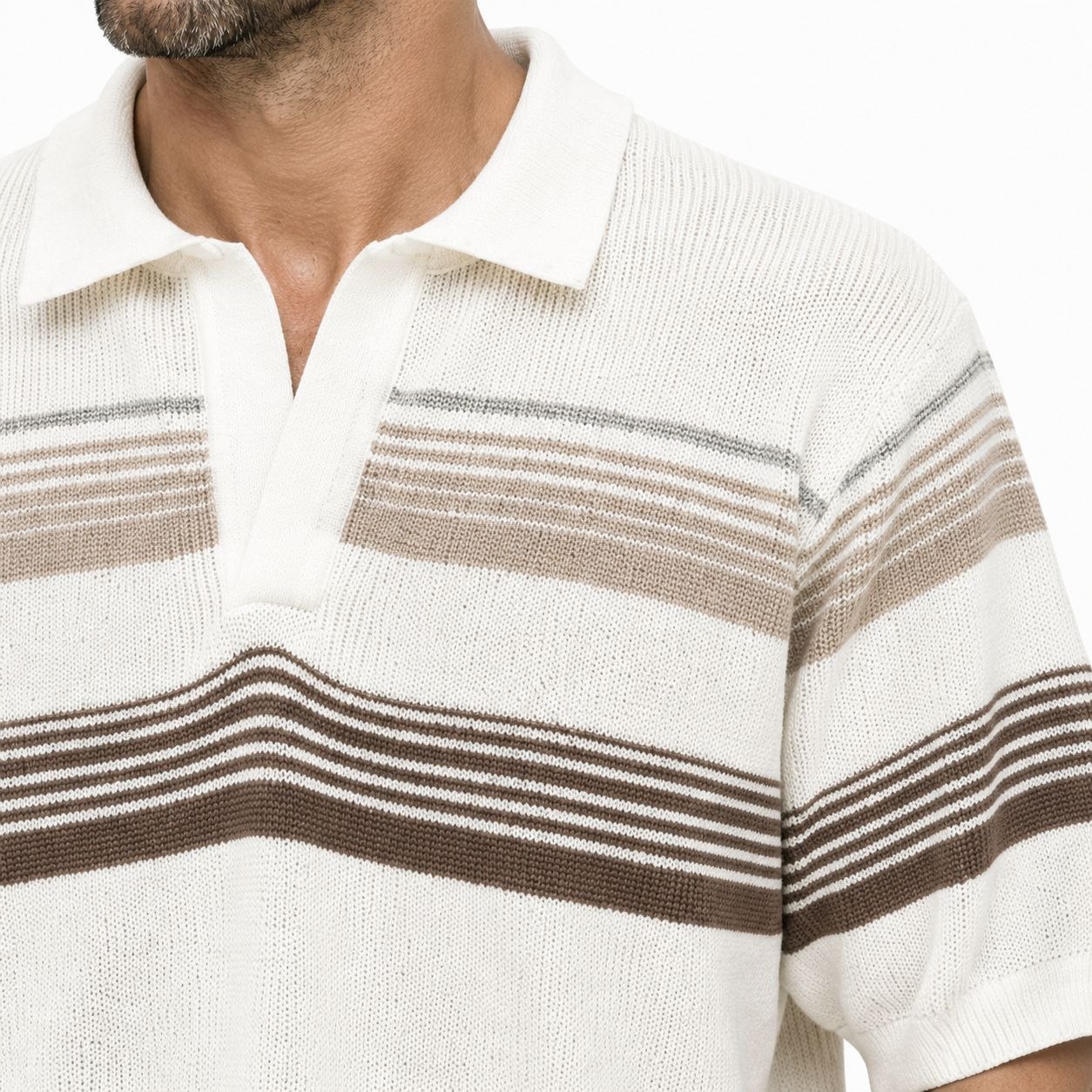 White sorrento retro-knit polo in white | Flamingo Fits