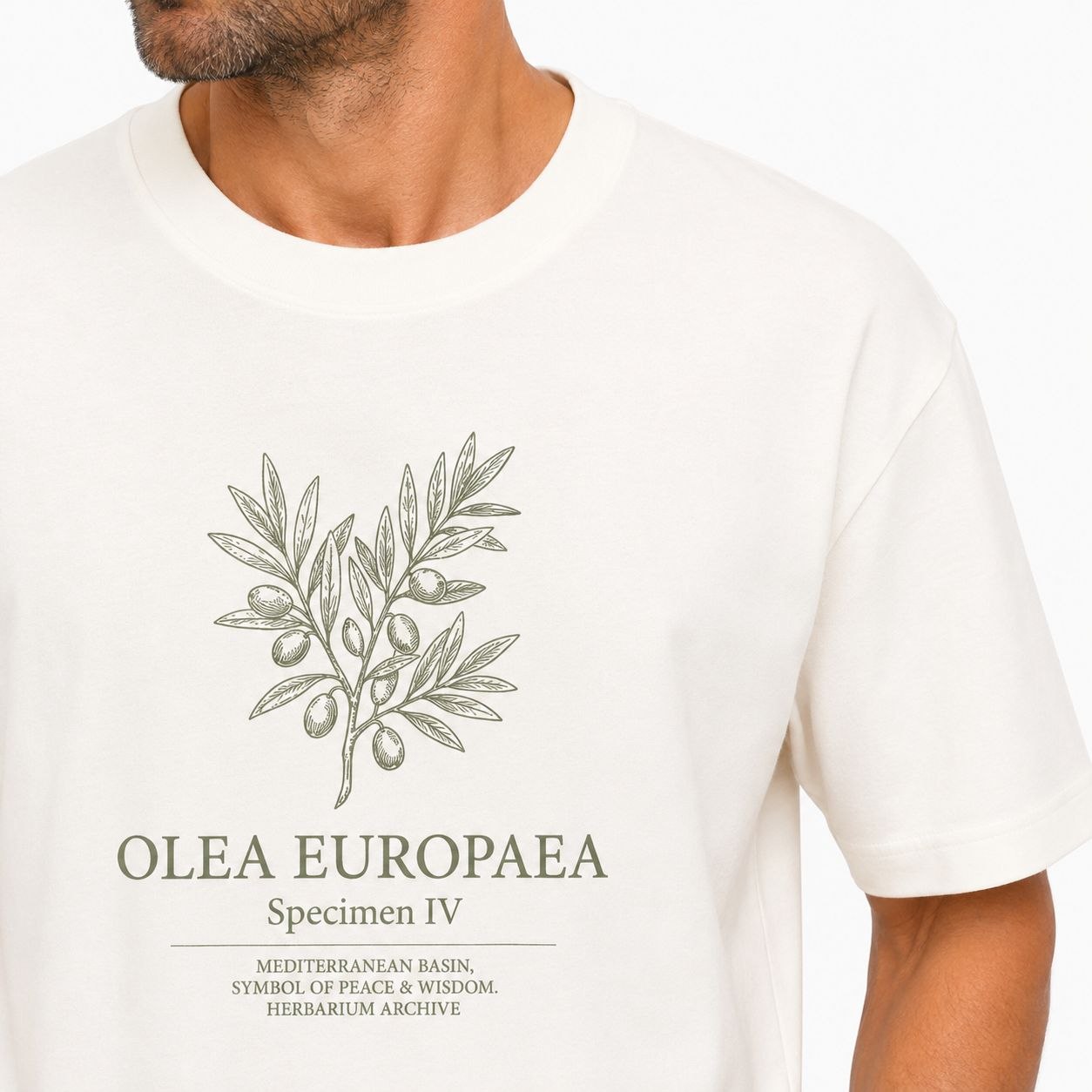 White olea europaea graphic tshirt in white | Flamingo Fits