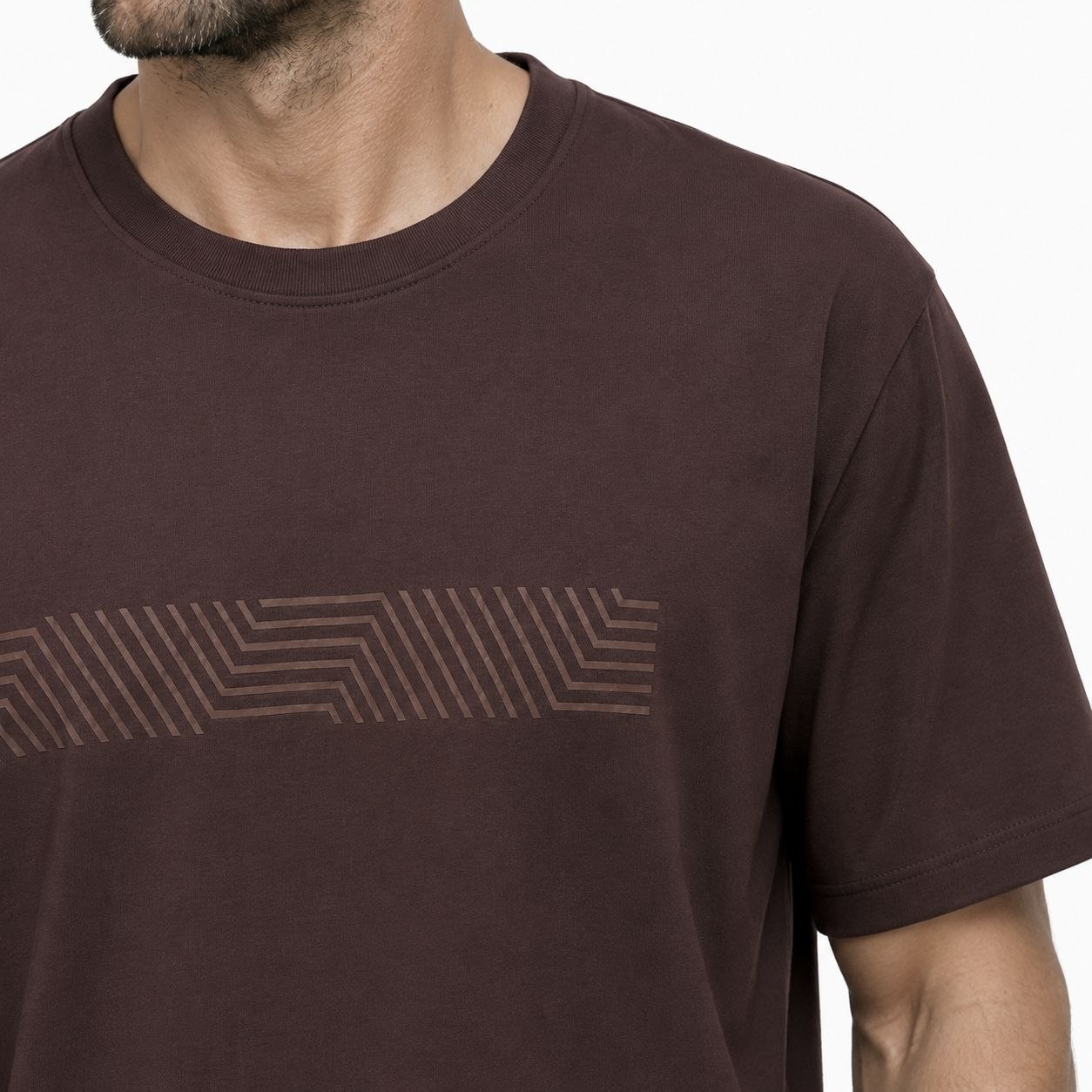 Brown geometric graphic crewneck tshirt in brown | Flamingo Fits