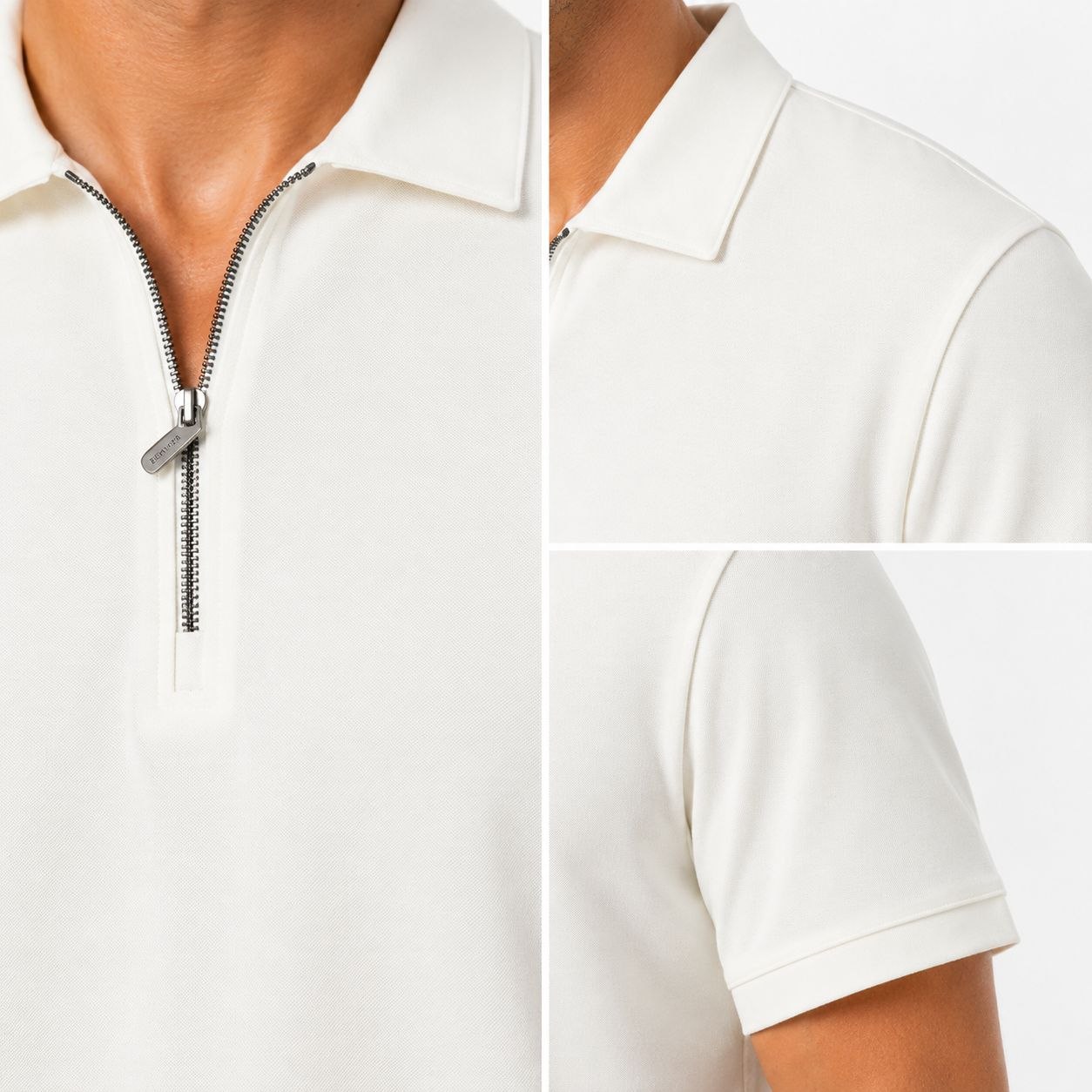 White signature half-zip tshirt in white | Flamingo Fits
