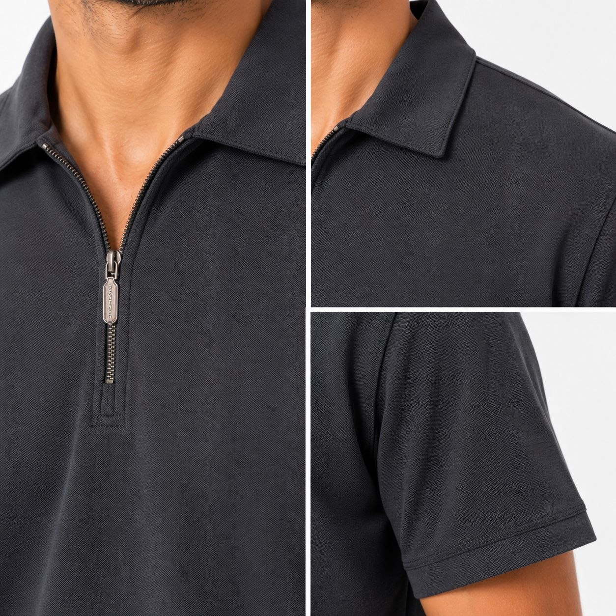 Black signature half-zip tshirt in black | Flamingo Fits