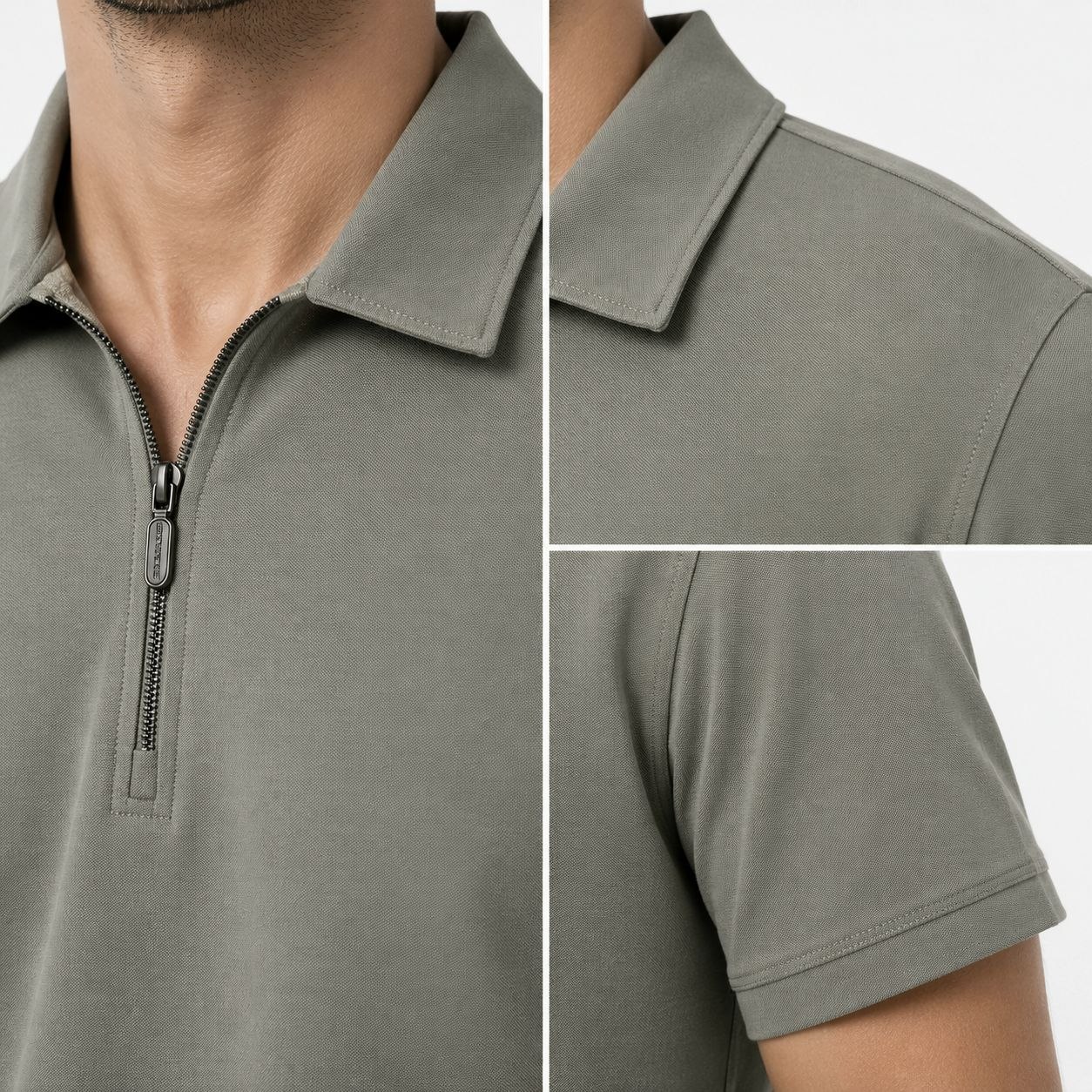 Olive signature half-zip tshirt in olive | Flamingo Fits