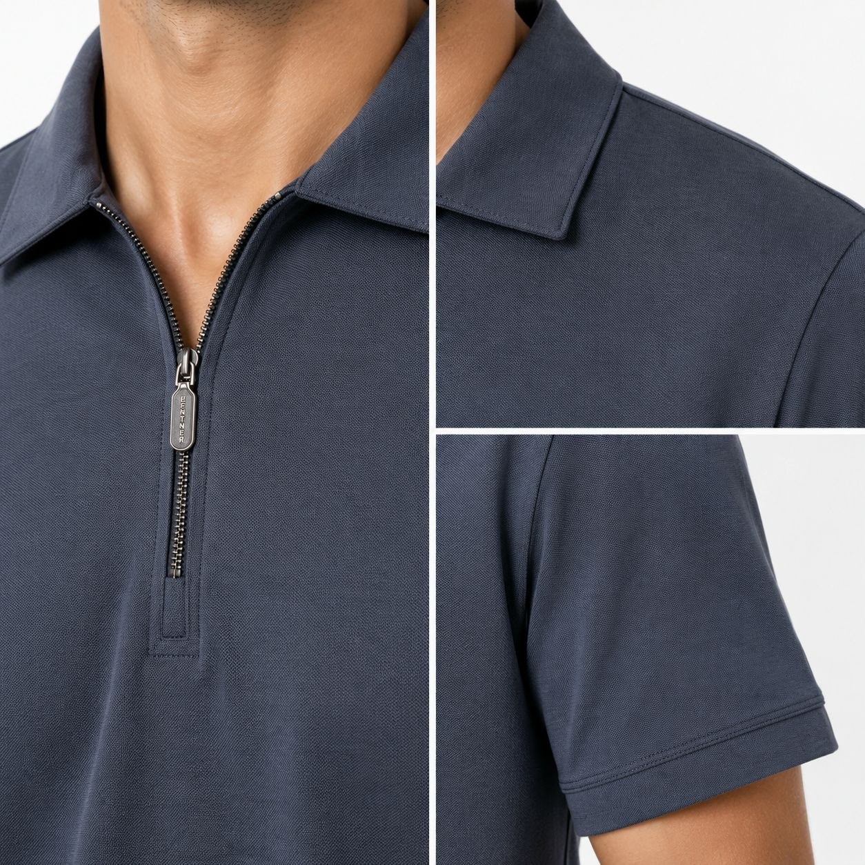 Navy signature half-zip tshirt in navy | Flamingo Fits