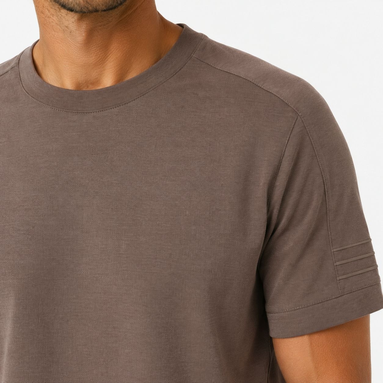 Brown premium boxy crewneck tshirt in brown | Flamingo Fits