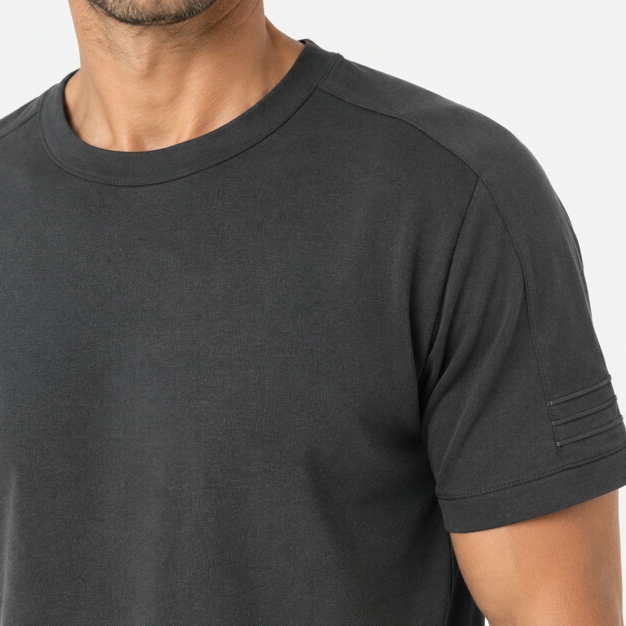 Black premium boxy crewneck tshirt in black | Flamingo Fits