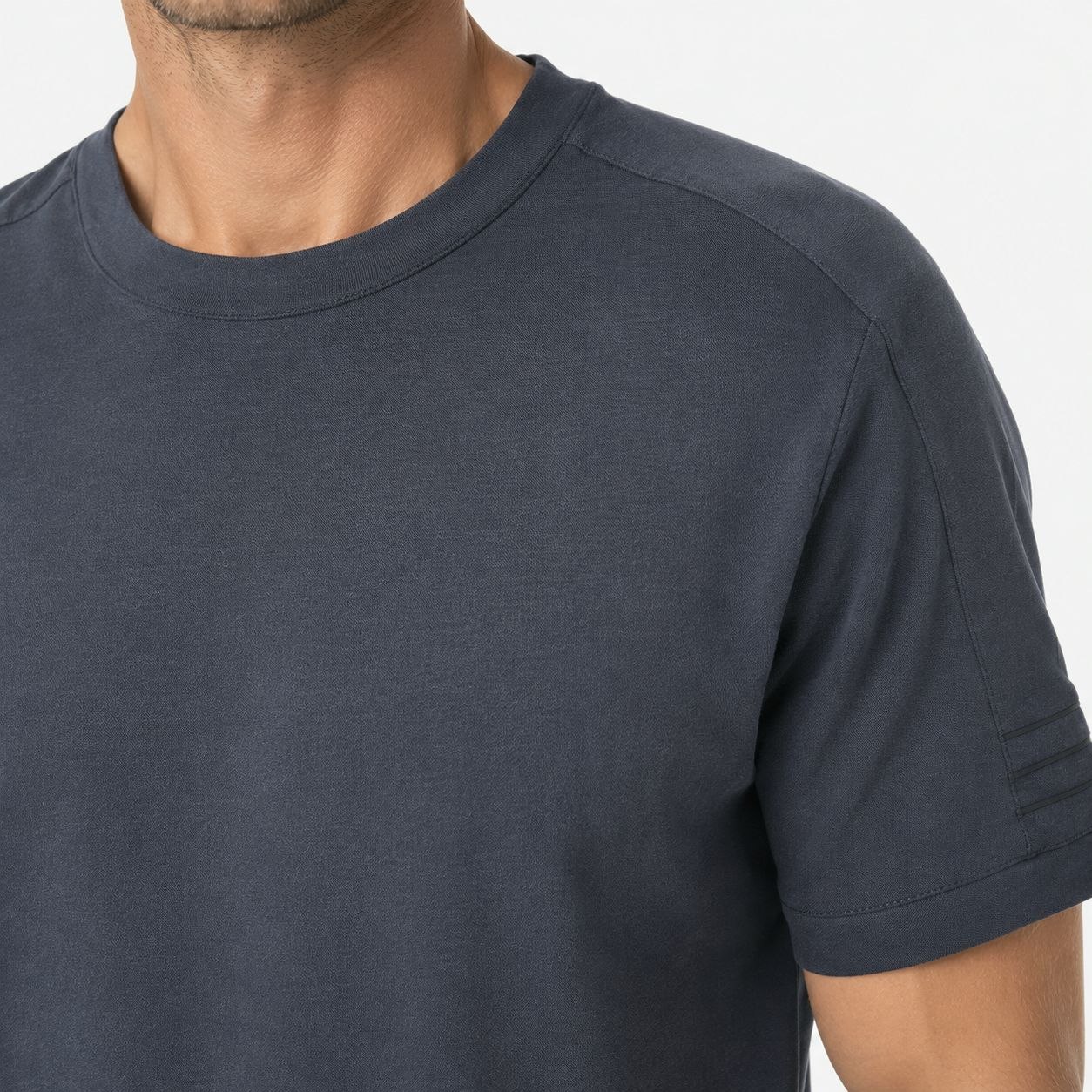 Navy premium boxy crewneck tshirt in navy | Flamingo Fits