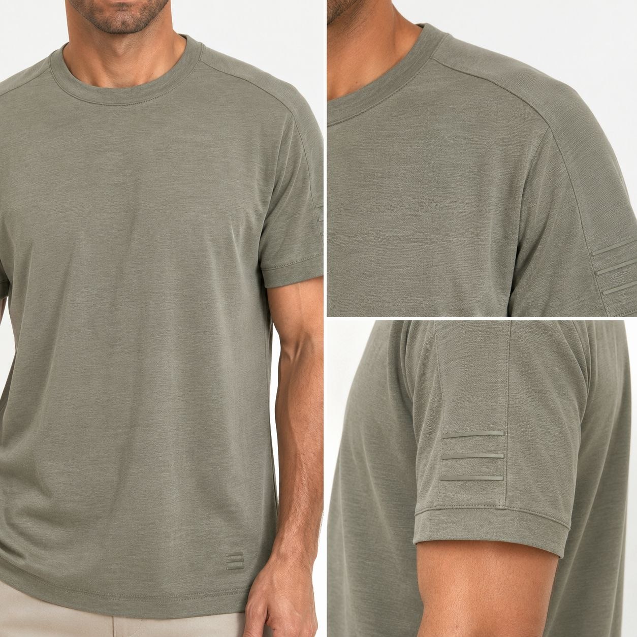 Olive premium boxy crewneck tshirt in olive | Flamingo Fits