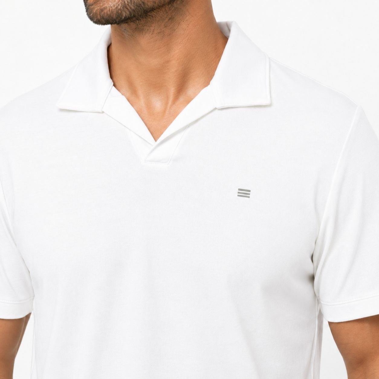 White vante open-collar t-shirt in navy | Flamingo Fits