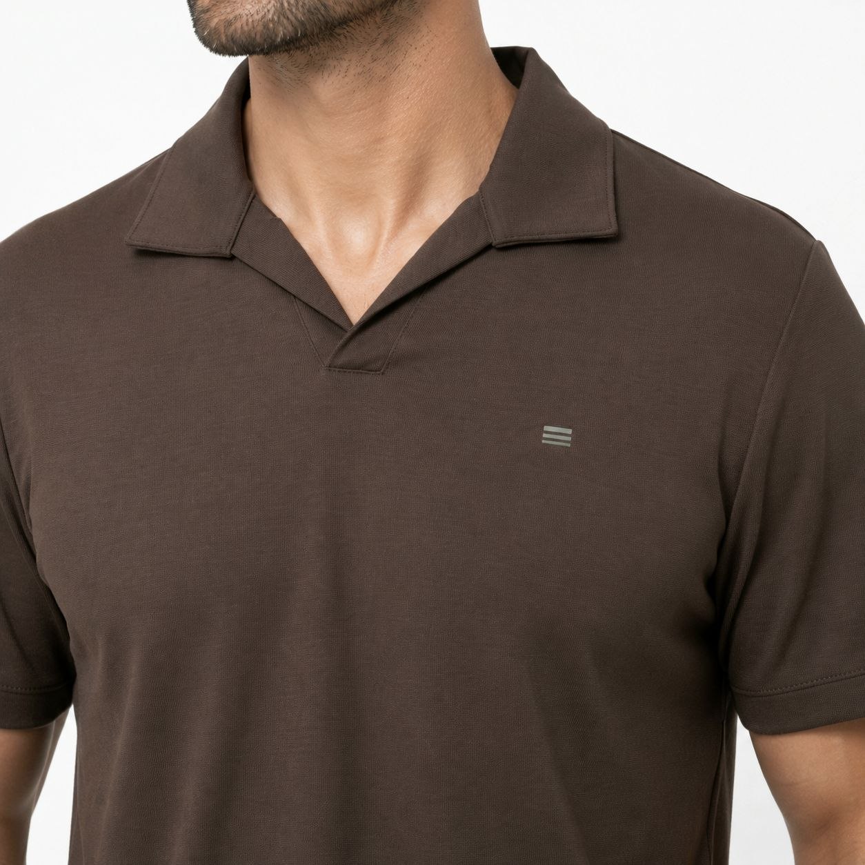 Brown vante open-collar t-shirt in brown | Flamingo Fits