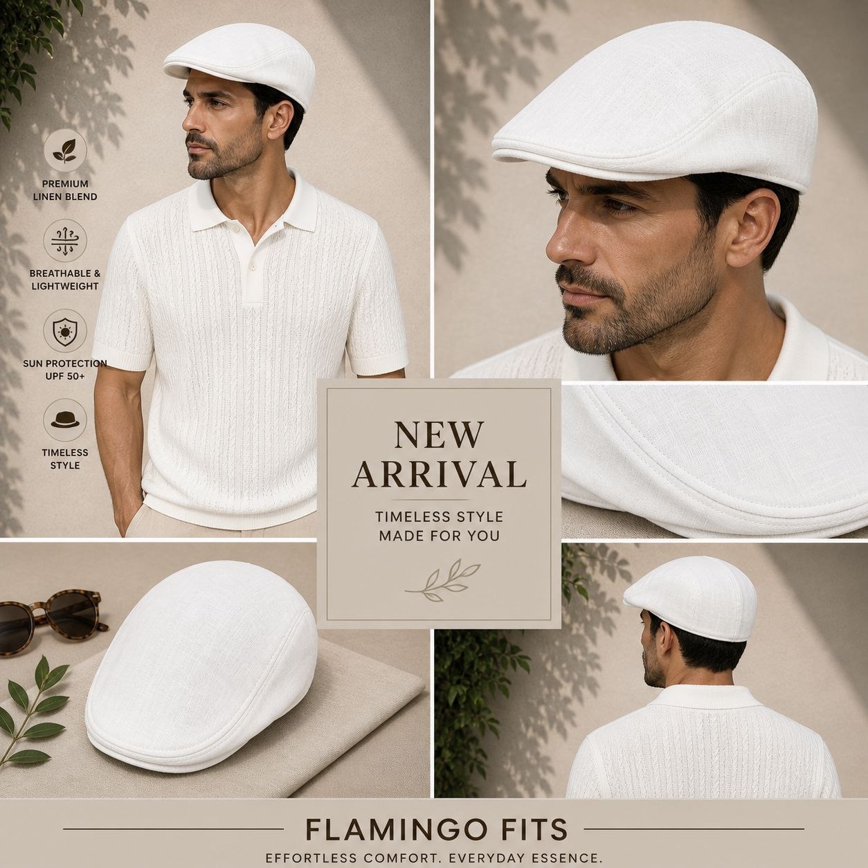 White plaine flat cap in white | Flamingo Fits