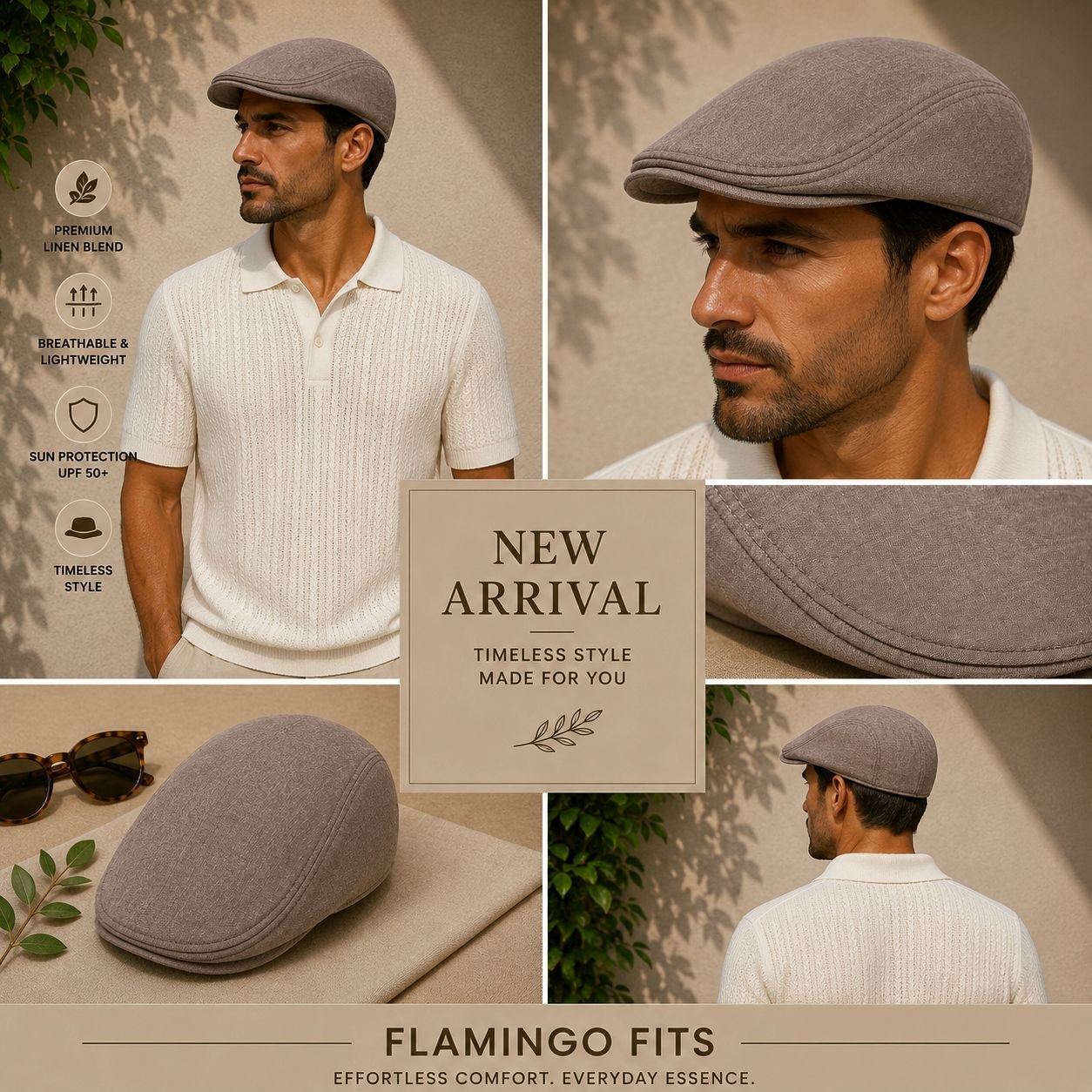 Plain brown flat cap in brown | Flamingo Fits