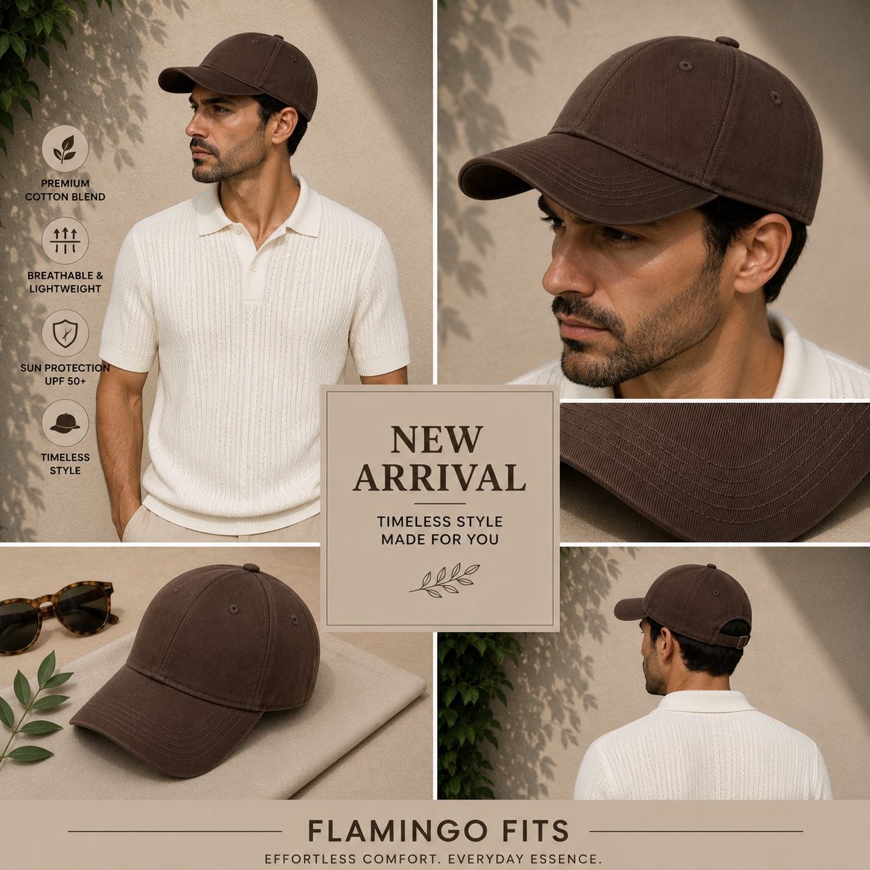 Brown twill baseball cap in brown | Flamingo Fits
