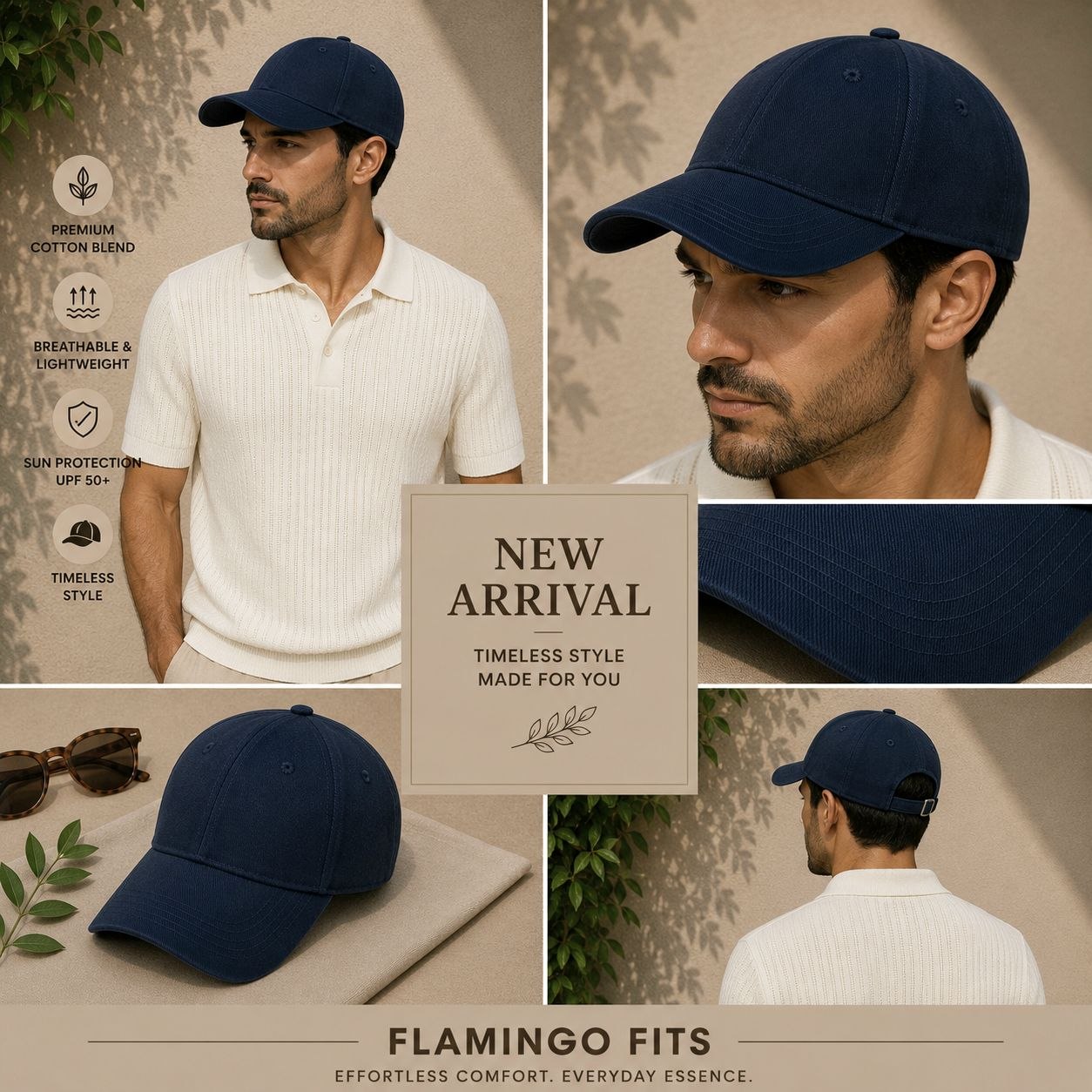 Navy twill baseball cap in navy | Flamingo Fits