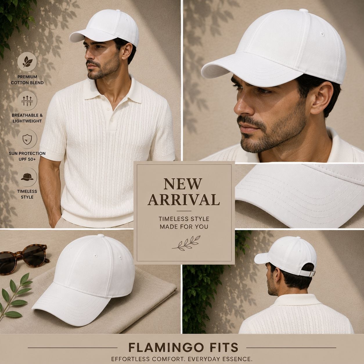 White twill baseball cap in white | Flamingo Fits