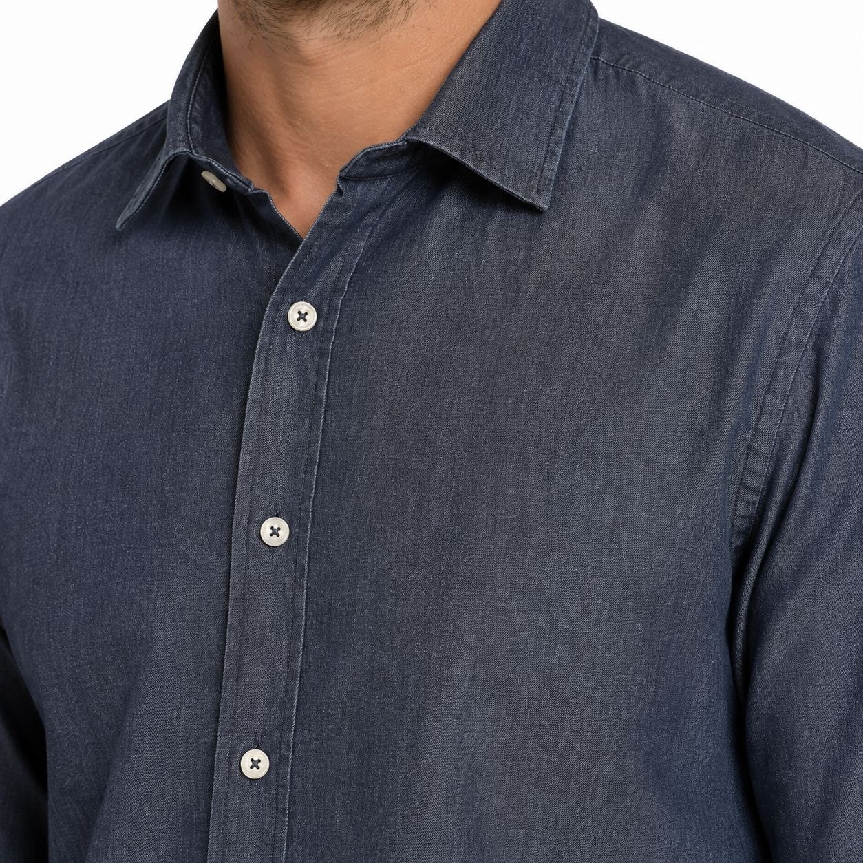 Plain dark denim shirt in dark denim | Flamingo Fits
