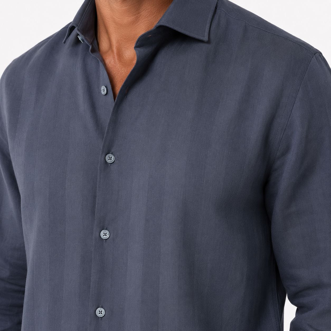 Navy midnight shadow-stripe shirt in navy | Flamingo Fits