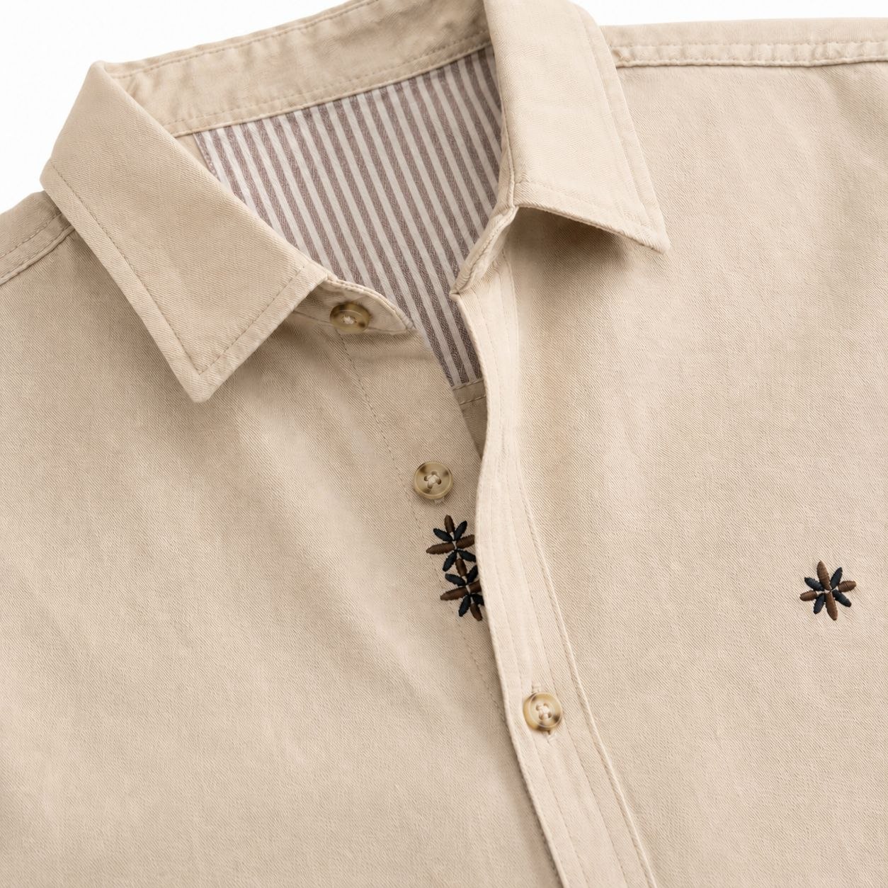 Beige celestial embroidered shirt in beige | Flamingo Fits