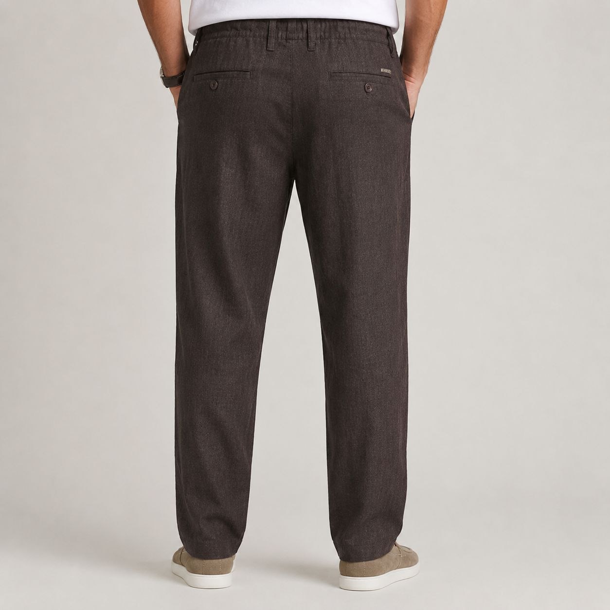 Brown portofino linen regular fit trouser in brown | Flamingo Fits