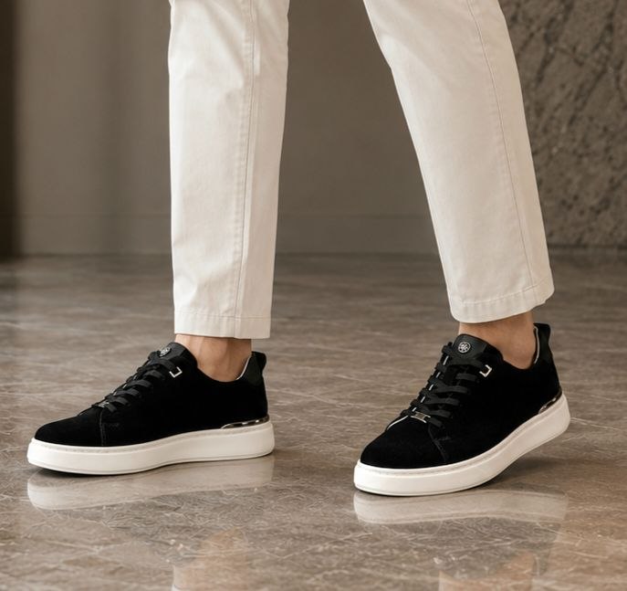 Black chrome-heel sneakers in black | Flamingo Fits