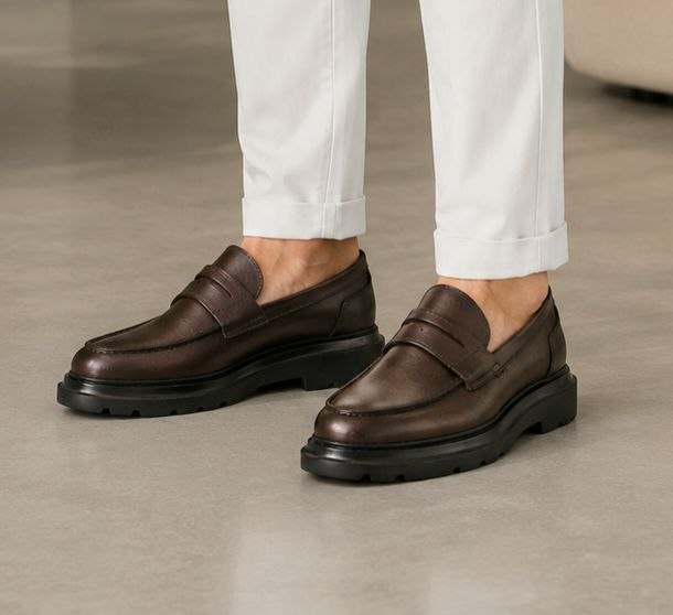 Brown terrain penny loafer in brown | Flamingo Fits