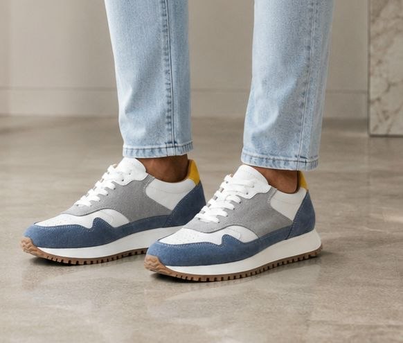 Multi color suede-wave runner in white blue | Flamingo Fits