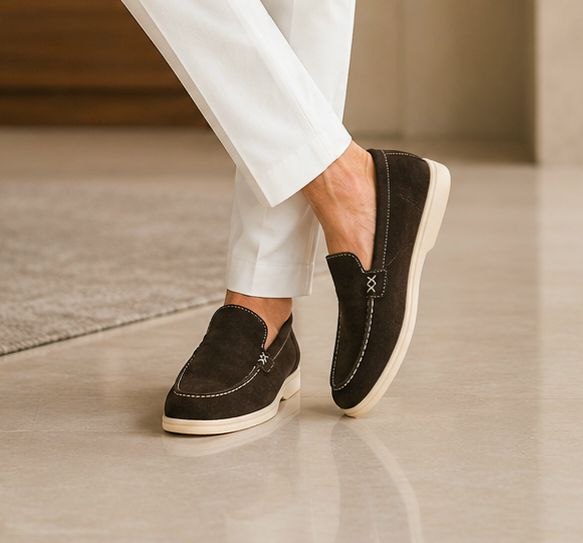 Brown suede monte carlo loafer in brown | Flamingo Fits
