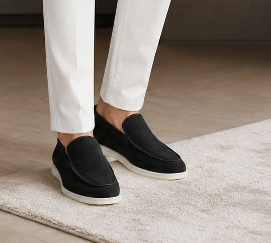 Black suede monte carlo loafer in black | Flamingo Fits