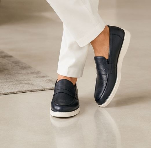 Navy nero elite leather loafer in navy | Flamingo Fits