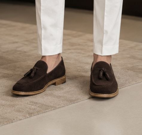 Toscano brown suede tassel loafer in brown | Flamingo Fits