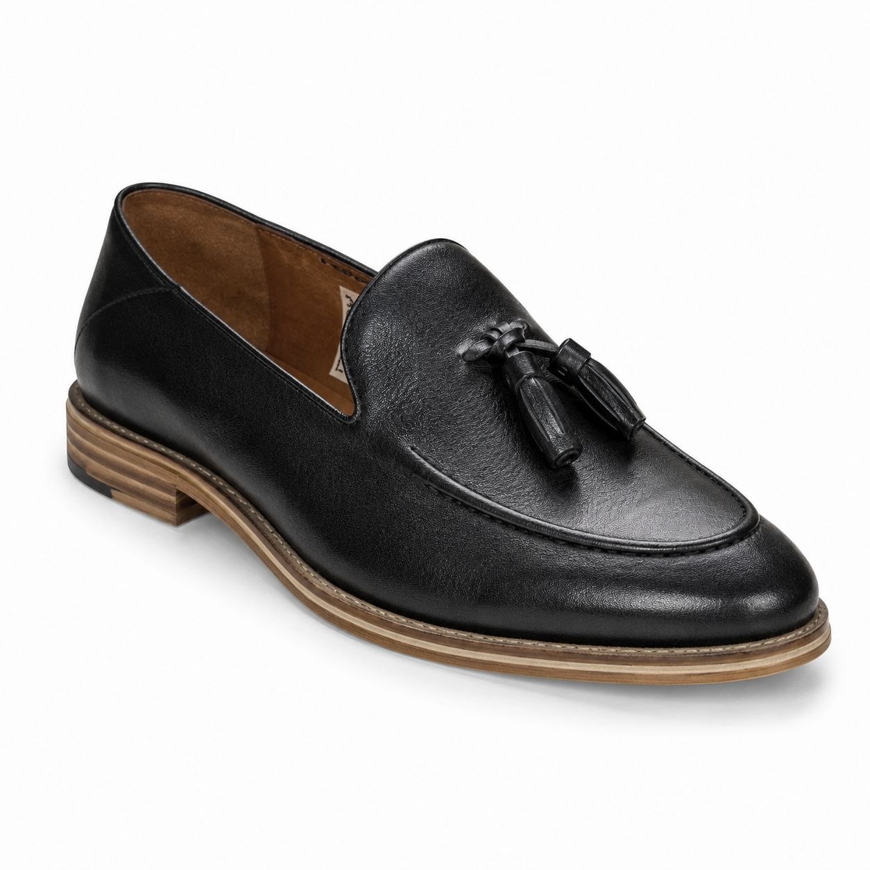 Vittorio black leather tassel loafer in black | Flamingo Fits