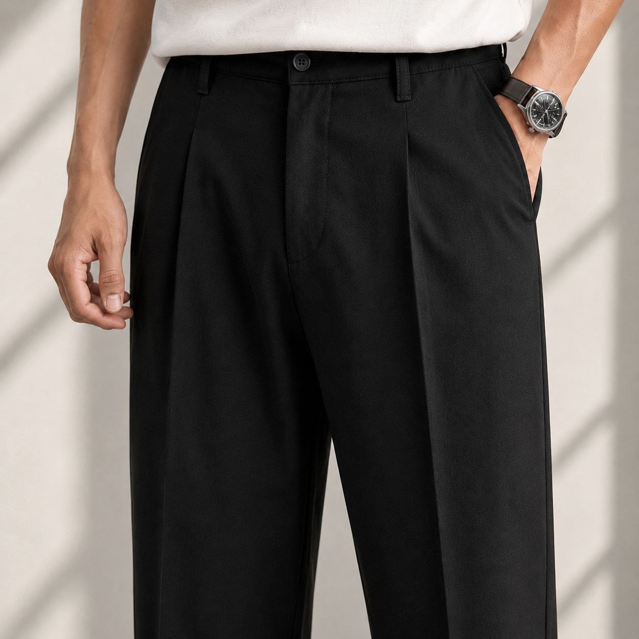 Black rena relaxed-straight pants in black | Flamingo Fits