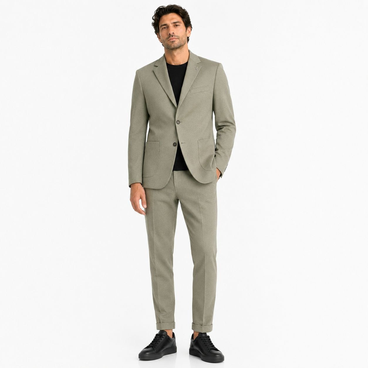 Olive vintage lycra two-pieces suit in zayte | Flamingo Fits