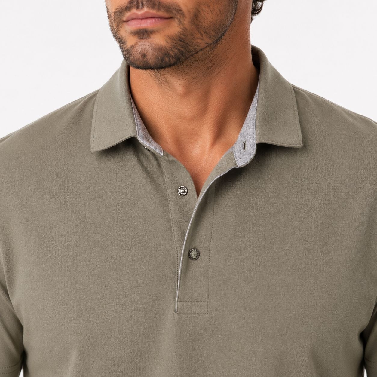 Olive luxe-touch smart polo tshirt in olive | Flamingo Fits