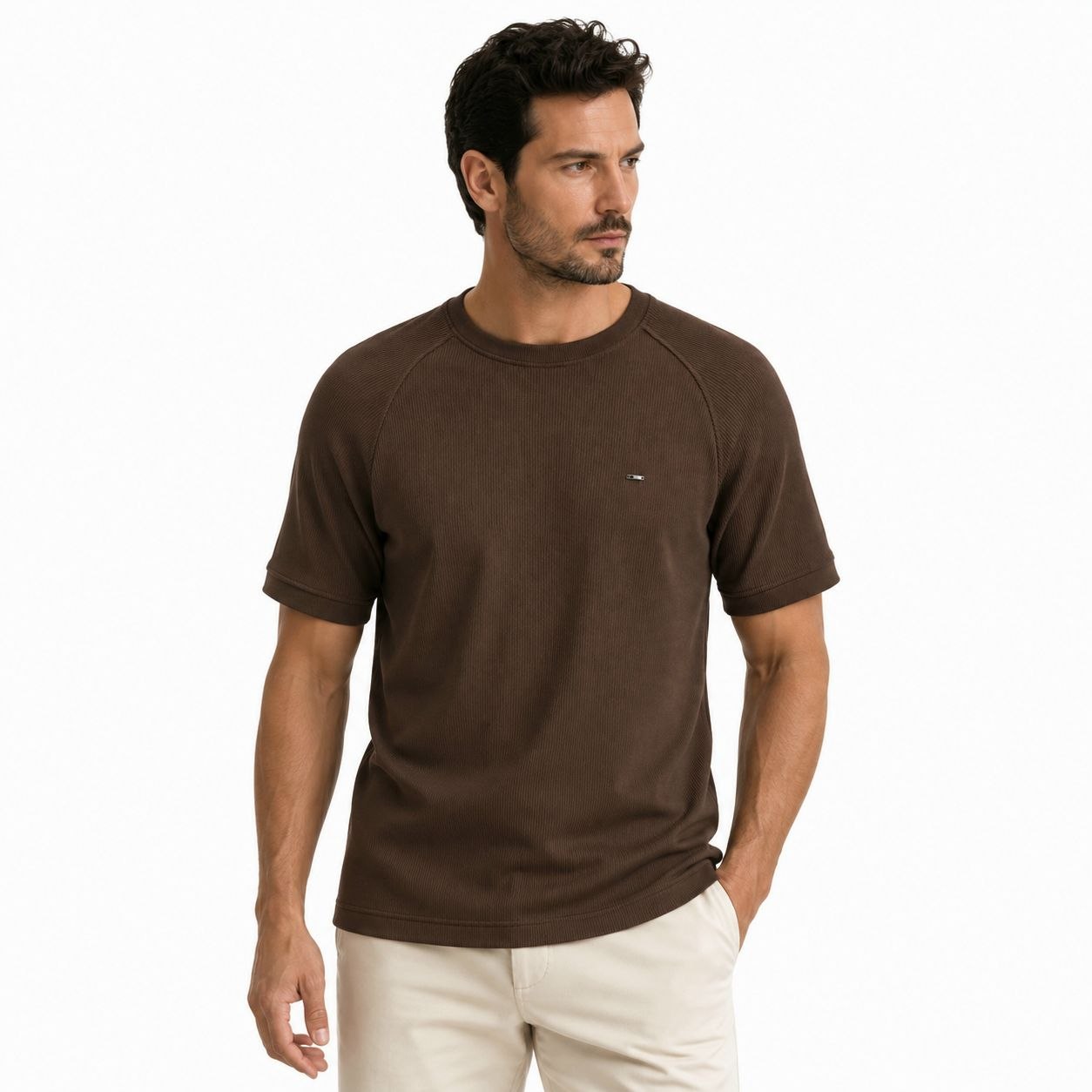 Brown veneto basic tshirt in brown | Flamingo Fits