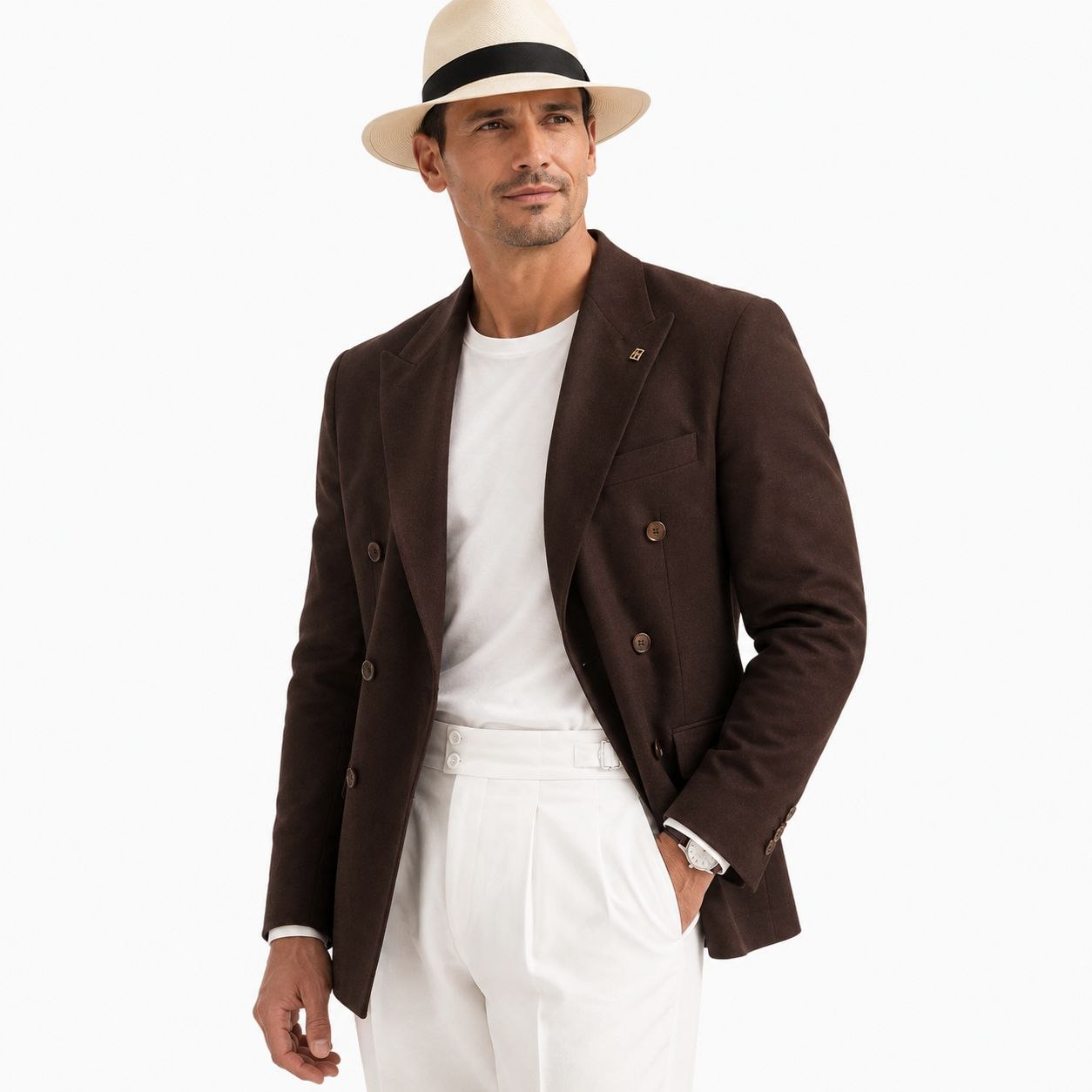 Brown imperio double-breasted blazer in brown | Flamingo Fits