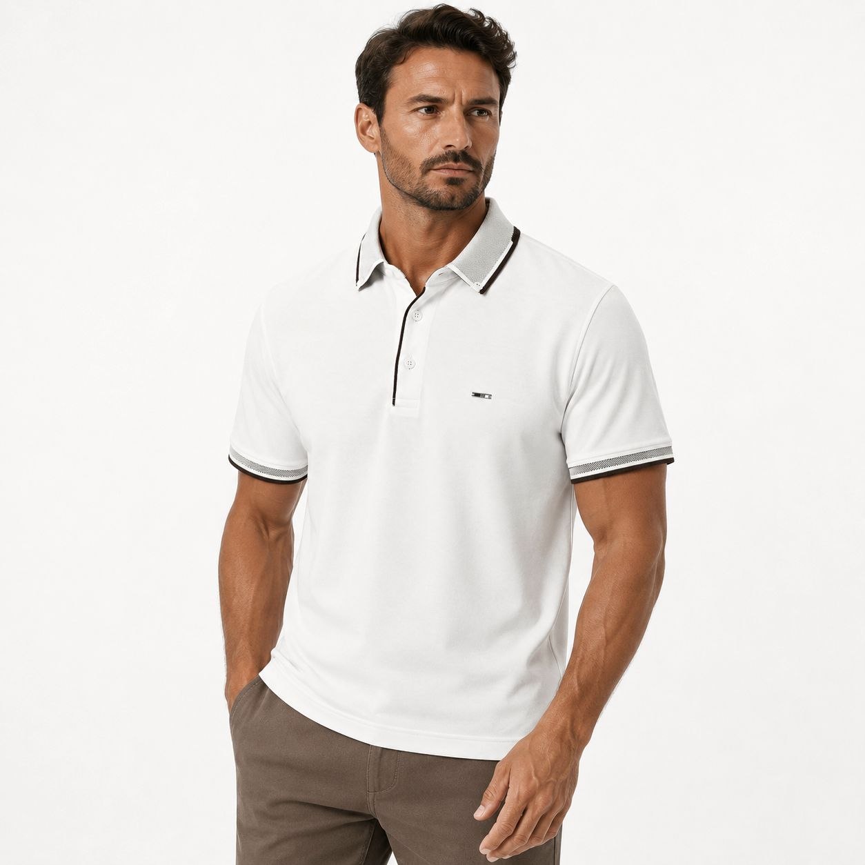 White bruno elite polo tshirt in white | Flamingo Fits