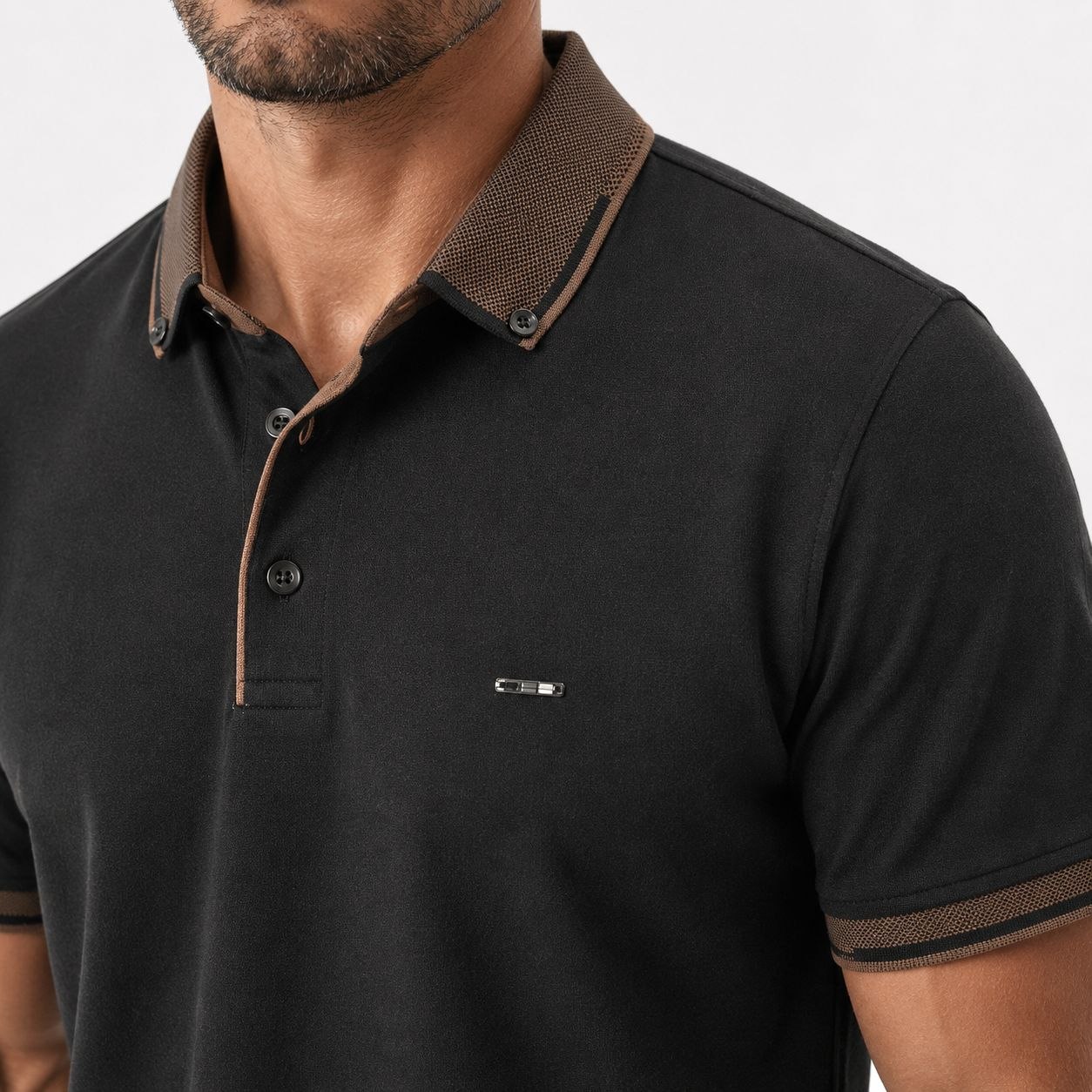 Black bruno elite polo tshirt in black | Flamingo Fits