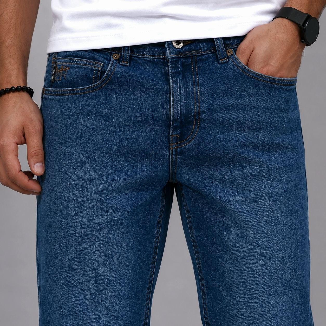 Brj dark navy regular jeans in navy green | Flamingo Fits