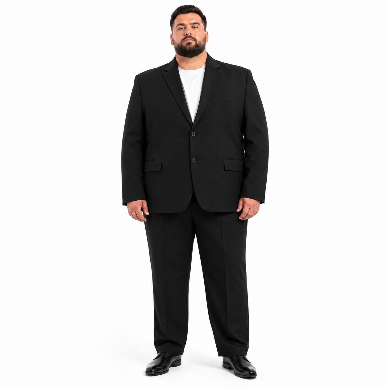 Black big size classic suit in black | Flamingo Fits
