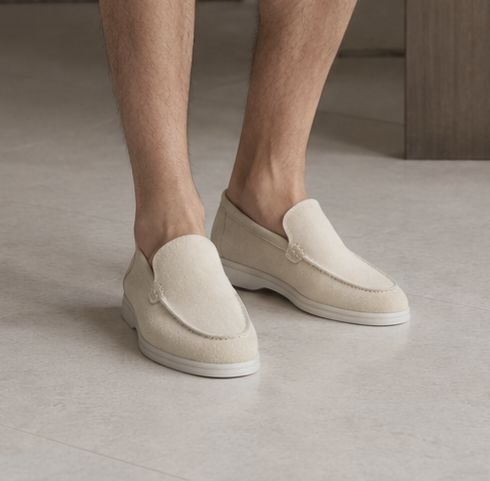 Light beige suede monte carlo loafer in Light beige | Flamingo Fits