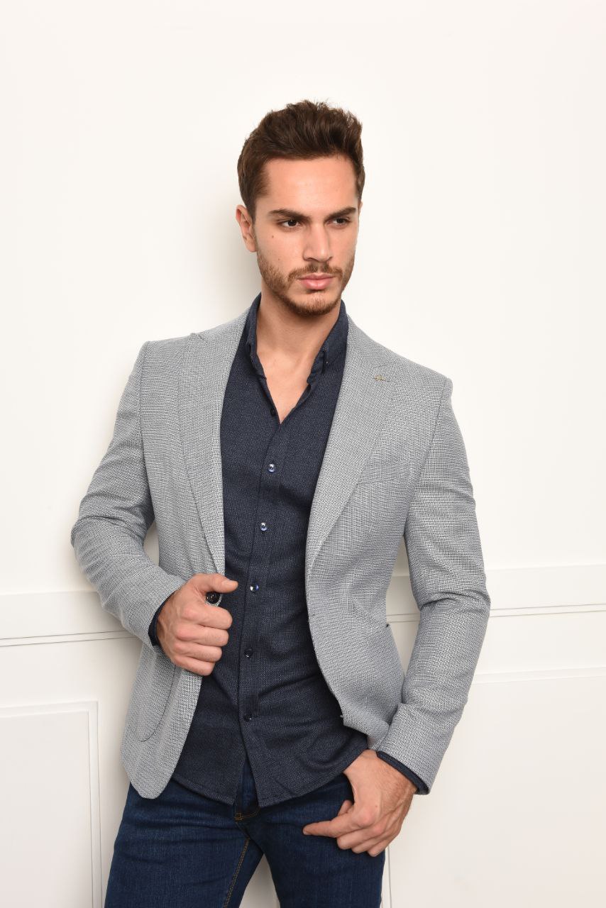 Frappo pointed blazer in grey | Flamingo Fits