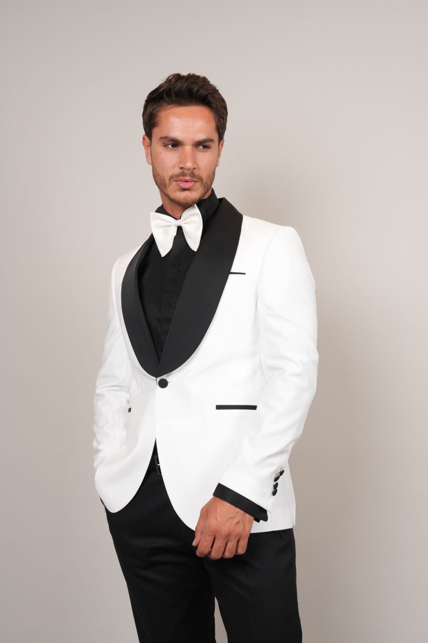 One Buttoned White Shawl Tuxedo