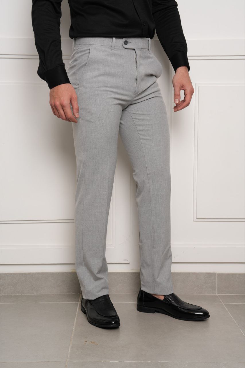 Light grey regular classic pant in LIGHT GREY | Flamingo Fits