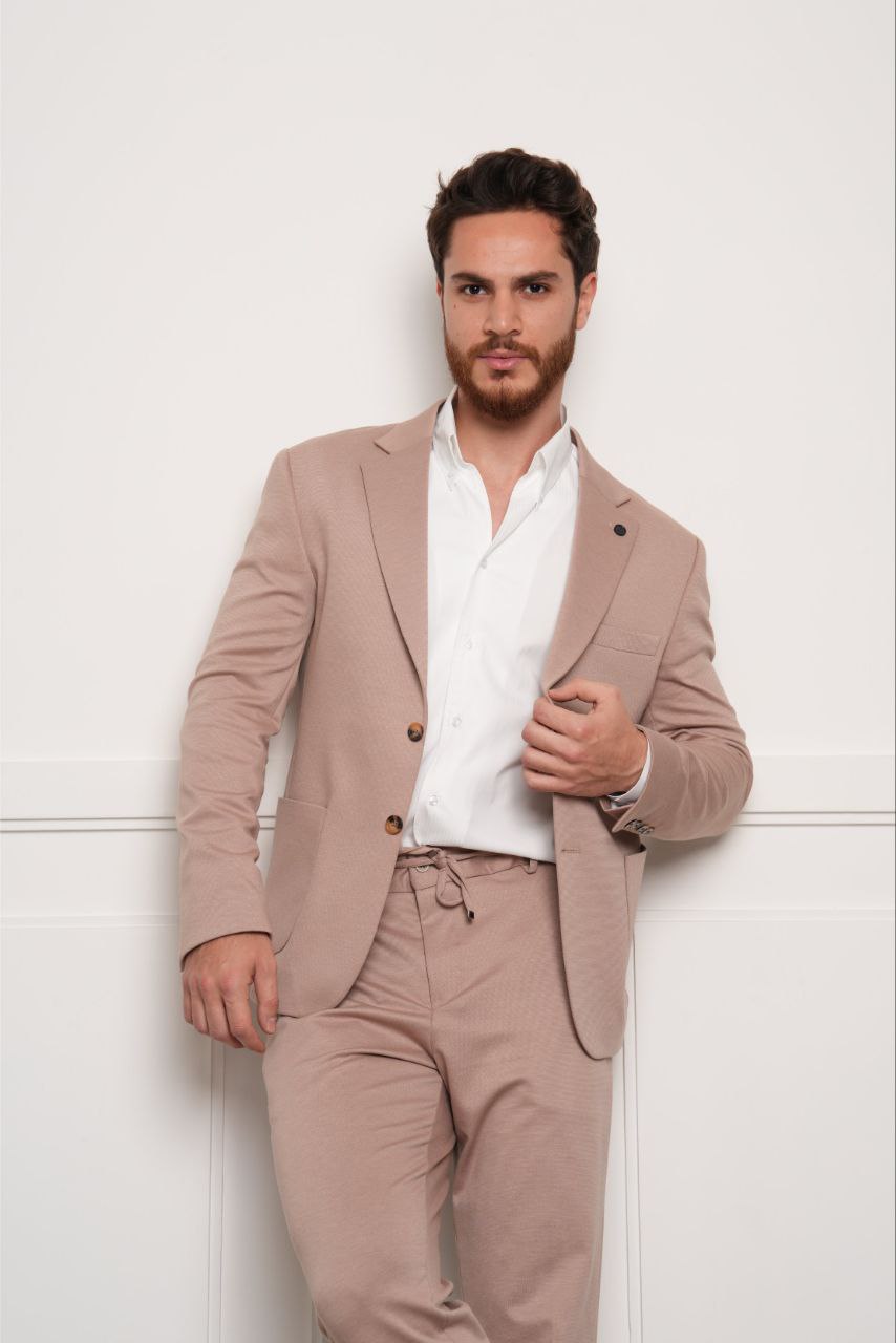 Nude Pink Vintage Two-Pieces Lycra Suit