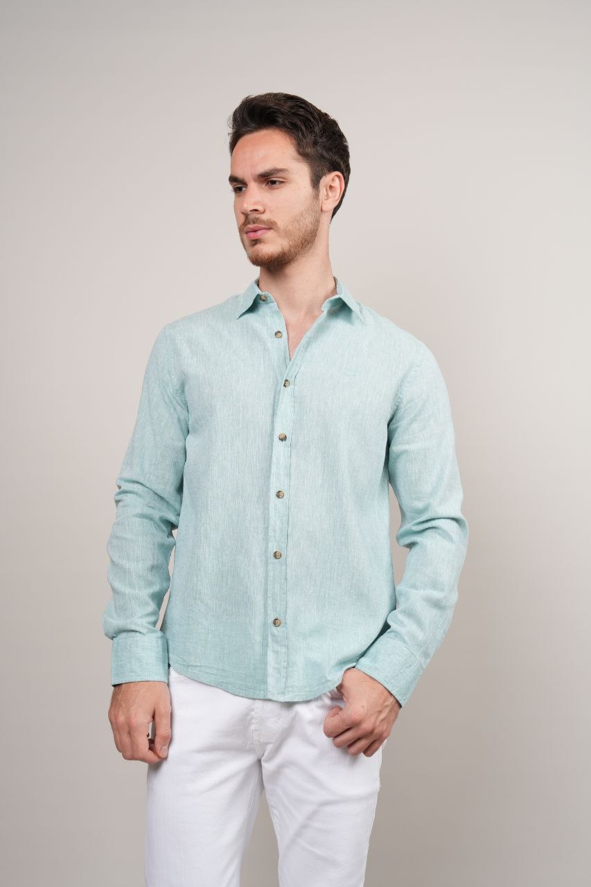 Mint aqua plain linen shirt in mint aqua | Flamingo Fits