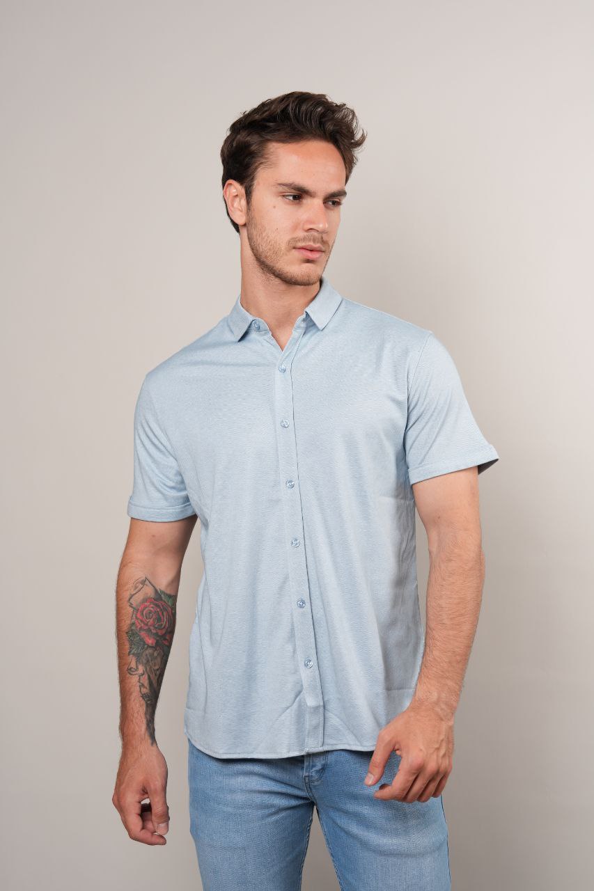 BLUE BREATHABLE TRAVEL SHORT SLEEVE SHIRT