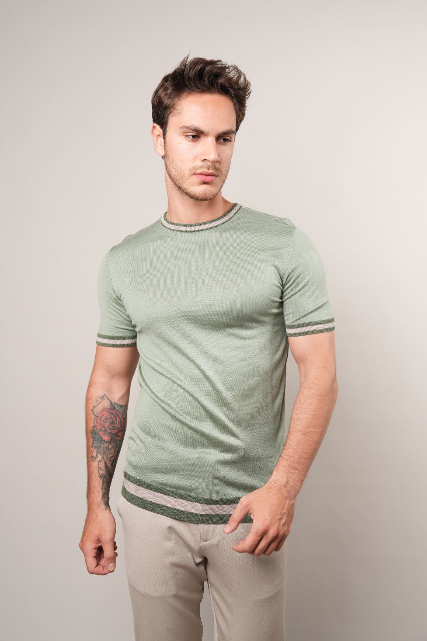 Mint aqua trim knit tshirt in mint aqua | Flamingo Fits